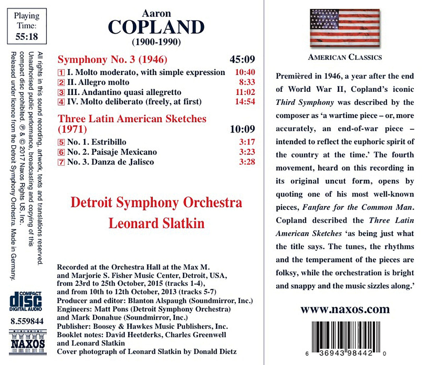 Copland: Symphony No. 3 & 3 Latin American Sketches
