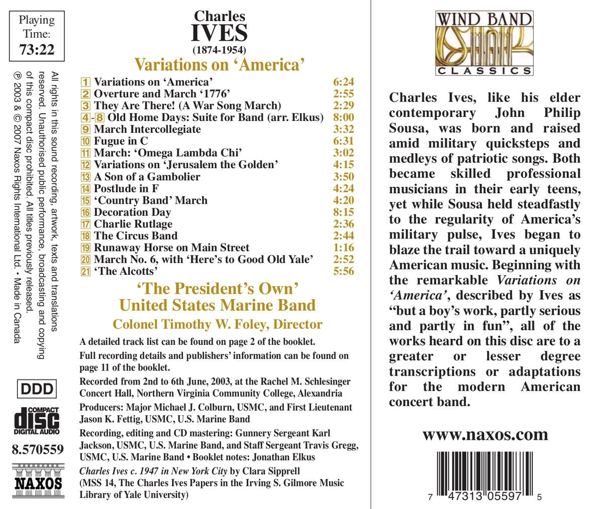 IVES: Variations on America / Old Home Days / The Alcotts