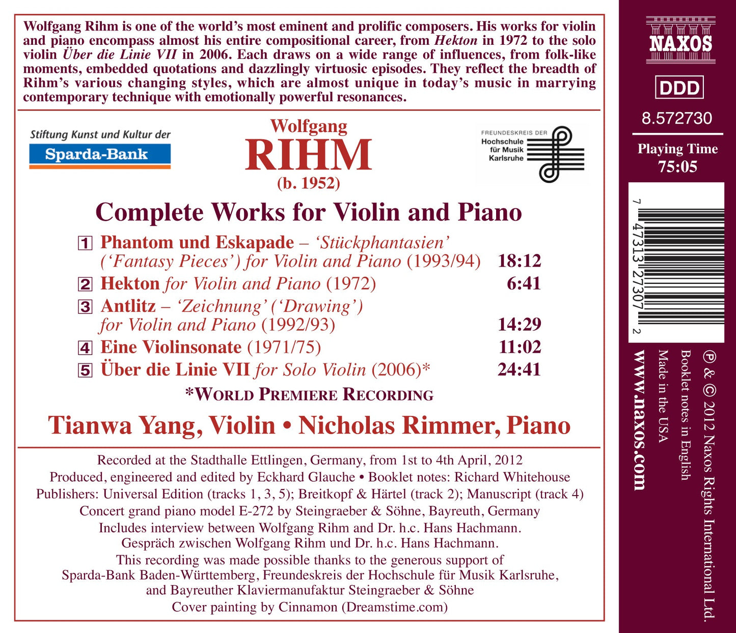 Rihm: Complete Works for Violin & Piano