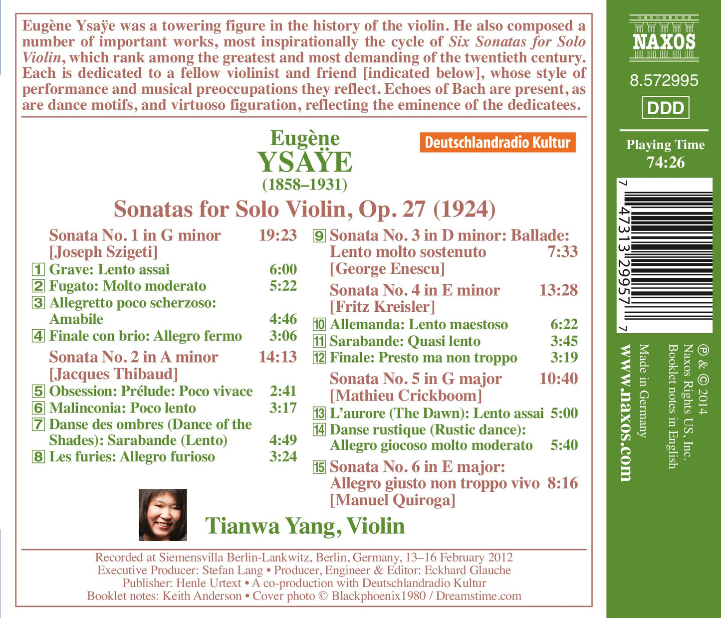 Ysaye: 6 Sonatas for Solo Violin, Op. 27