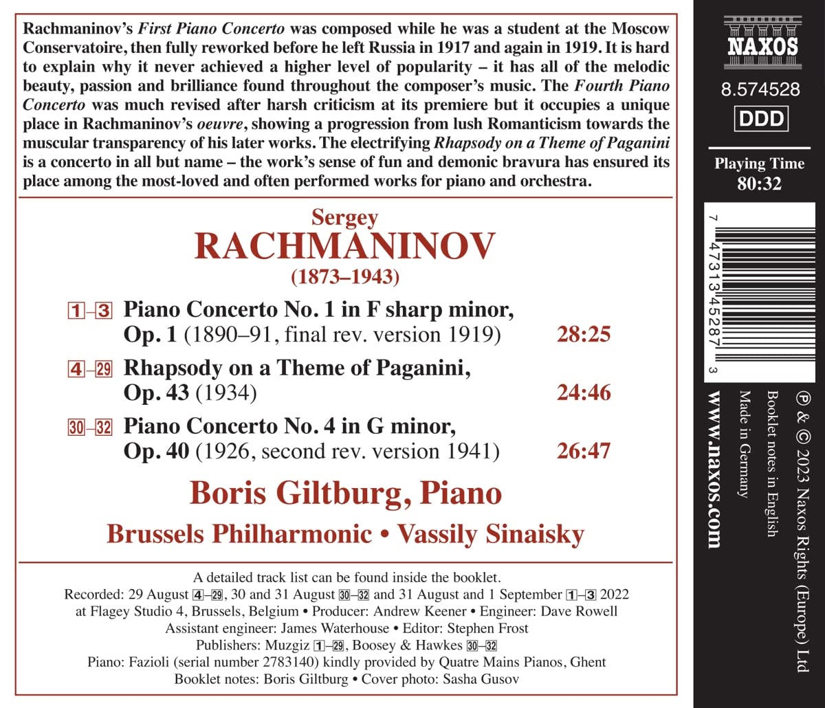 Rachmaninoff: Piano Concertos Nos. 1 & 4; Rhapsody On A Them