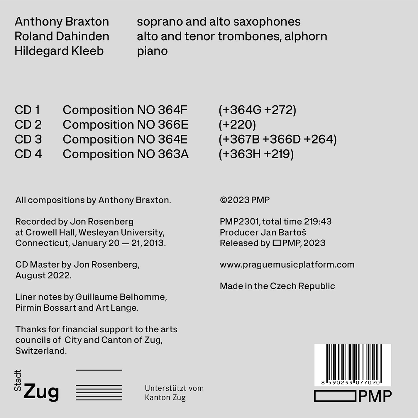 Braxton: Four Compositions (Wesleyan) 2013  Anthony Braxton, Ronald Dahinden, Hildegard Kleeb