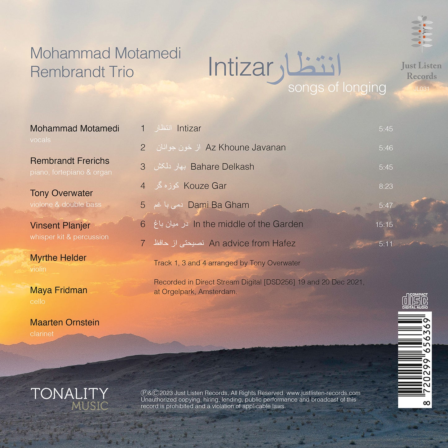 Intizar - Songs of Longing / Rembrandt Trio