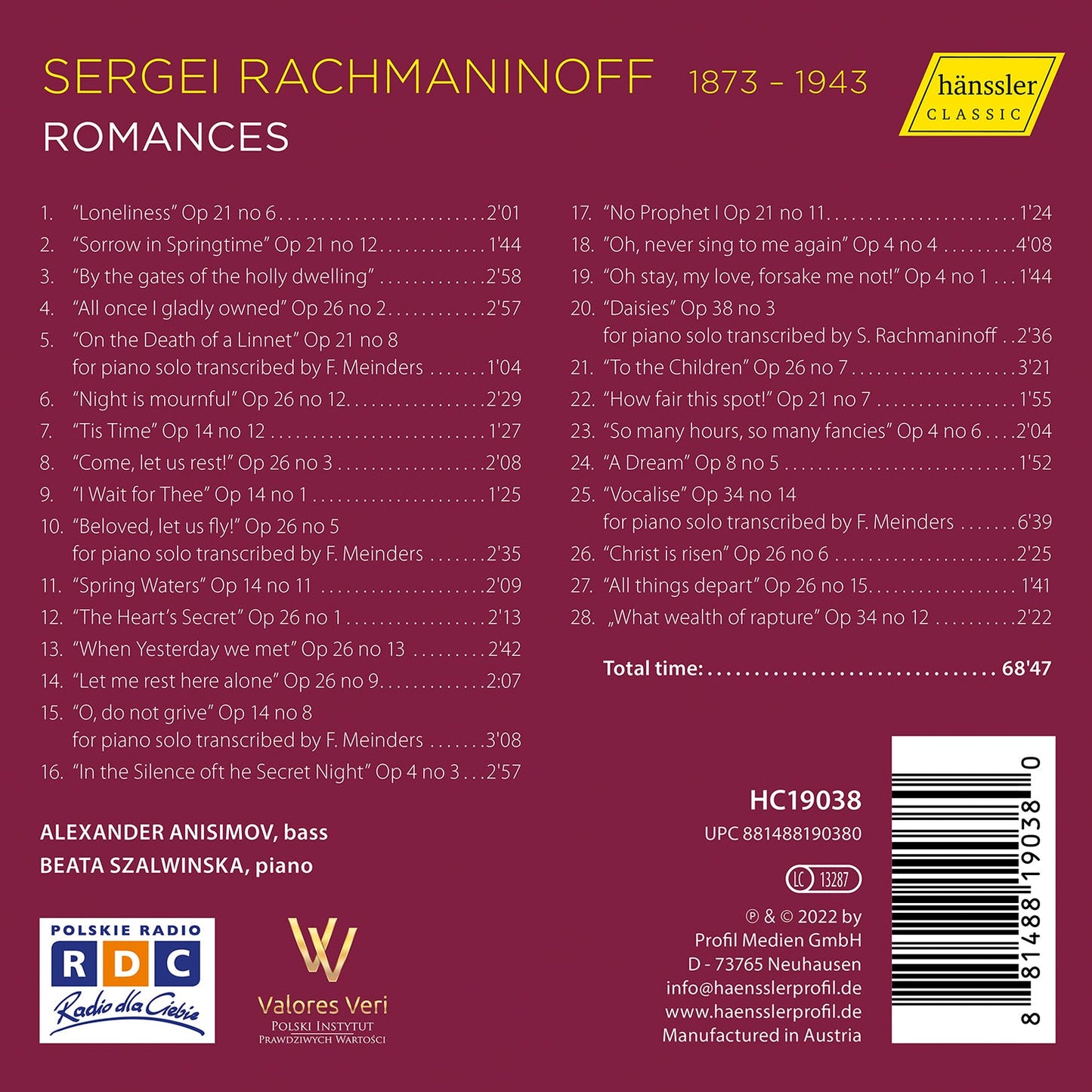 Rachmaninoff: Romances