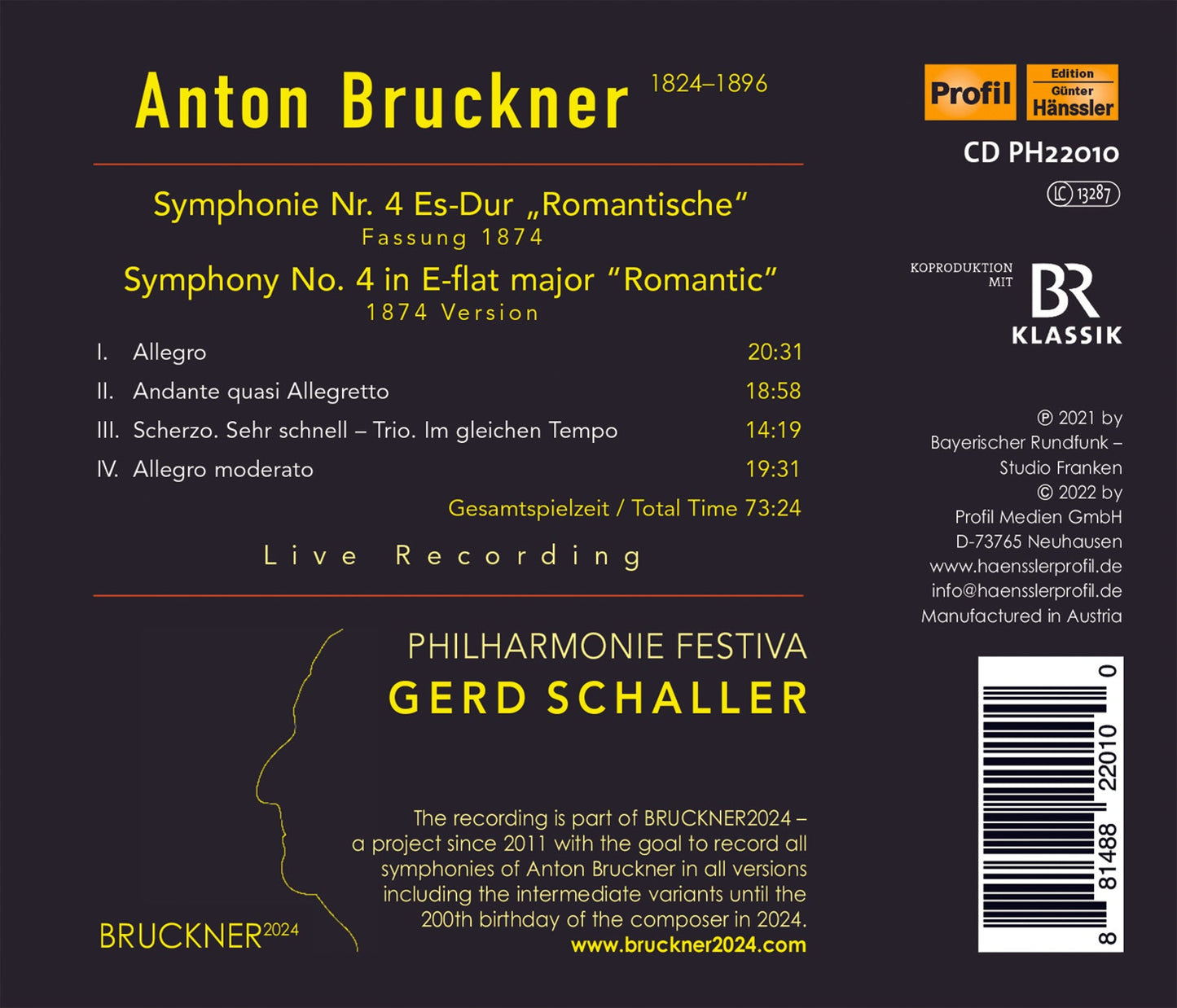 Bruckner 4 - Version 1874  Philharmonie Festiva, Gerd Schaller