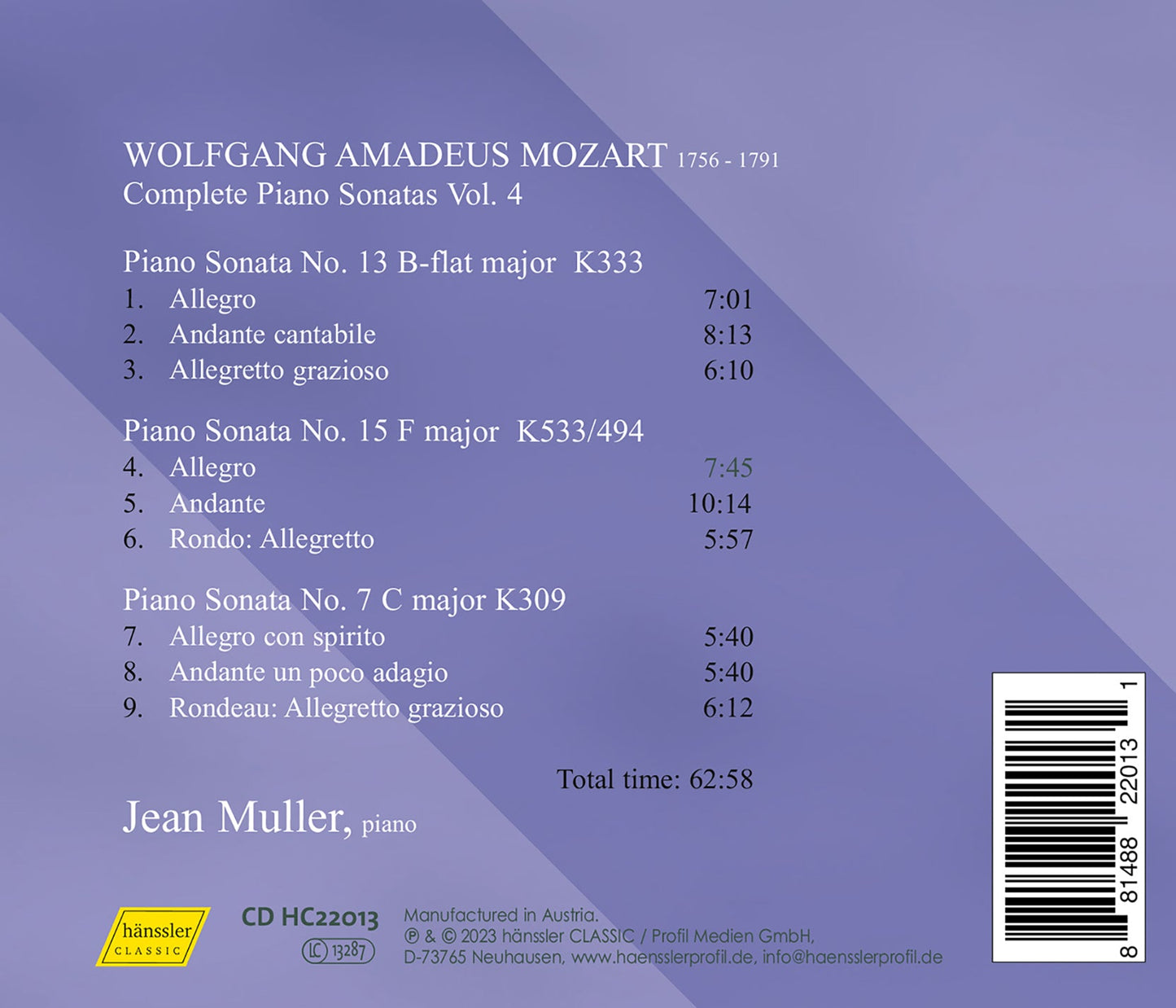 Mozart: Piano Sonatas, Vol. 4