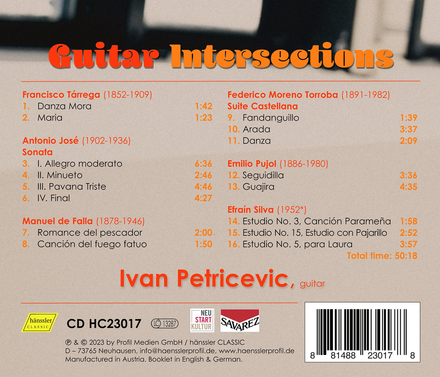 Falla, Jose, Pujo, Silva, Tarrega & Torroba: Guitar Intersec
