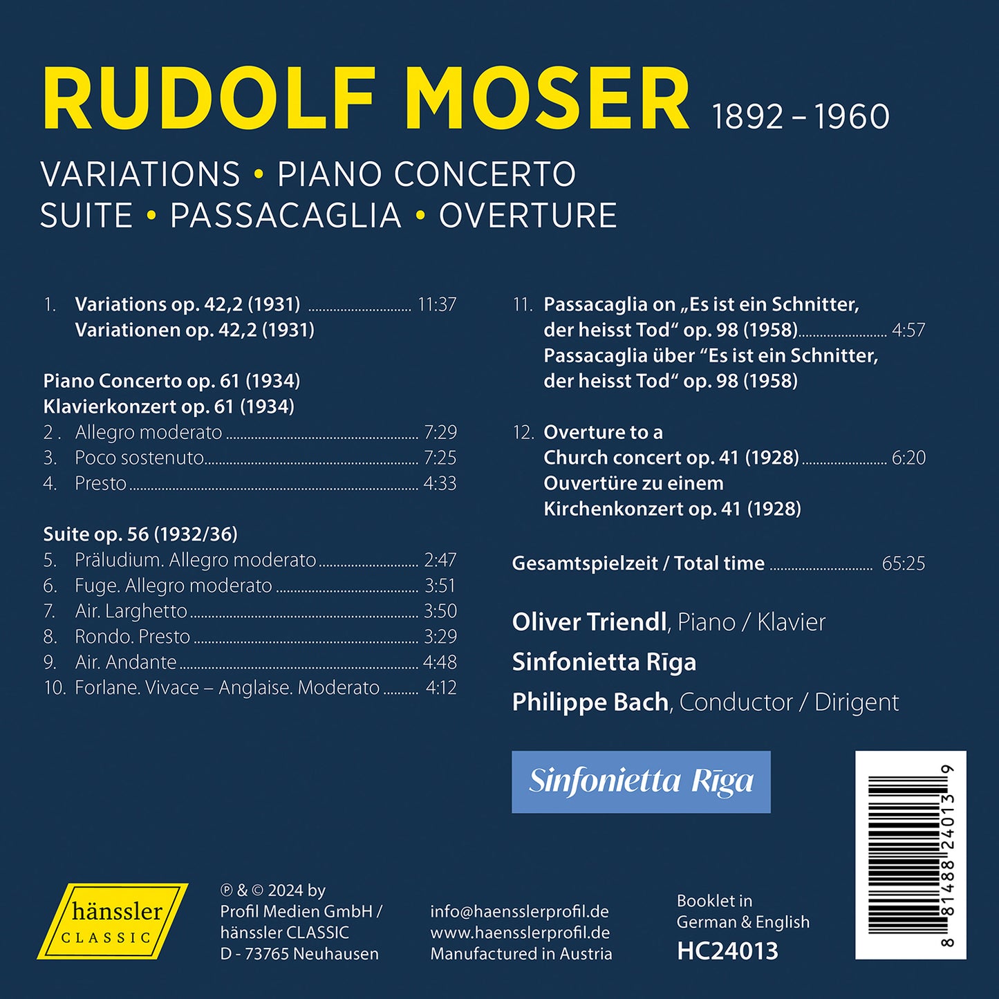Moser: Rudolf Moser  Oliver Triendl, Sinfonietta Riga