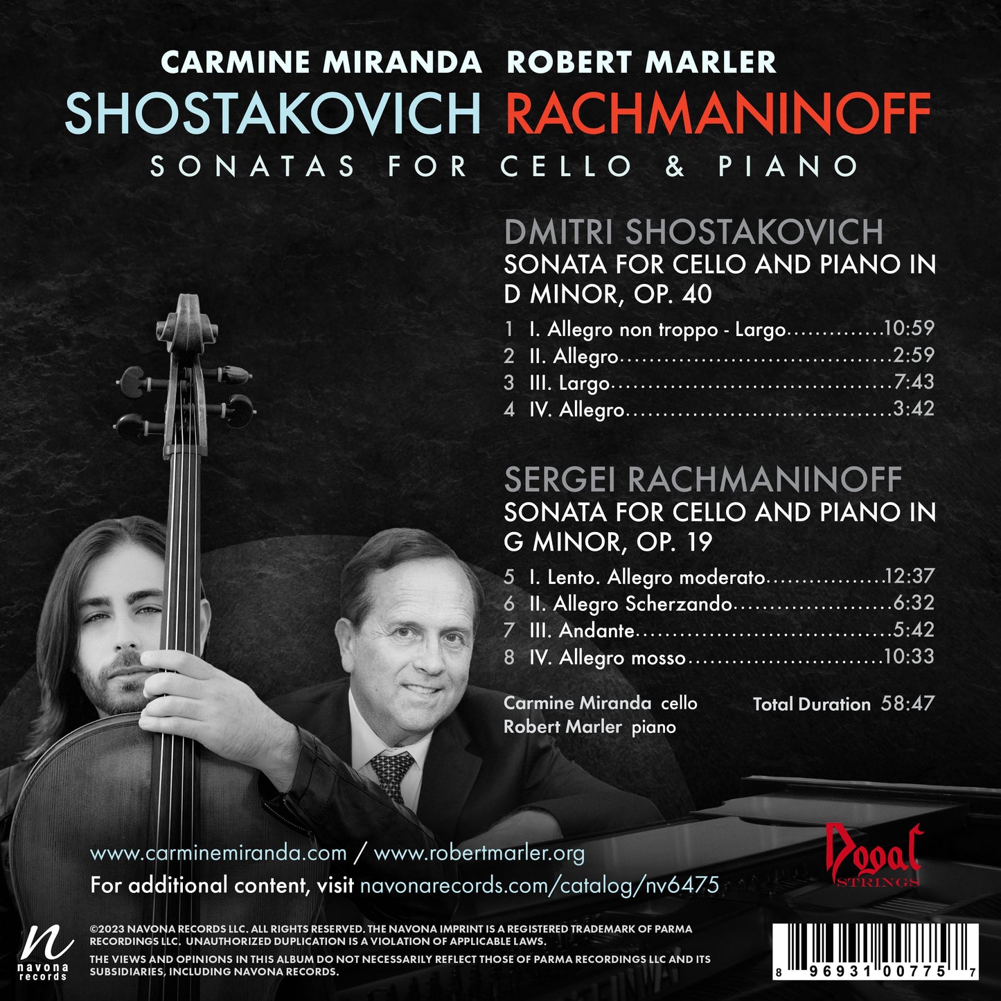 Shostakovich & Rachmaninoff: Sonatas for Cello & Piano