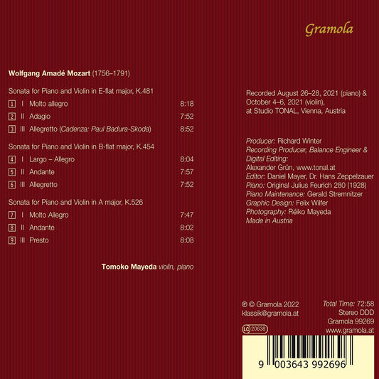 Mozart: The Late Viennese Violin Sonatas K. 454, 481 & 526