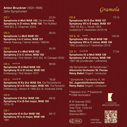 Bruckner: Zehn Symphonien  Altomonte Orchester St. Florian, Oo. Jugendsinfonieorchester