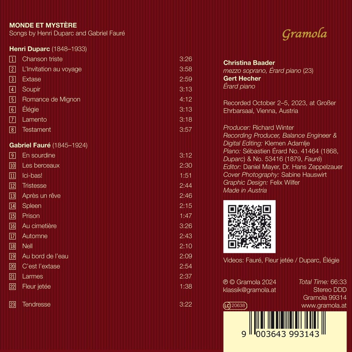 Duparc & Faure: Monde es Mystere