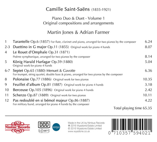 Saint-Saëns: Music for Piano Duo & Duet, Vol. 1