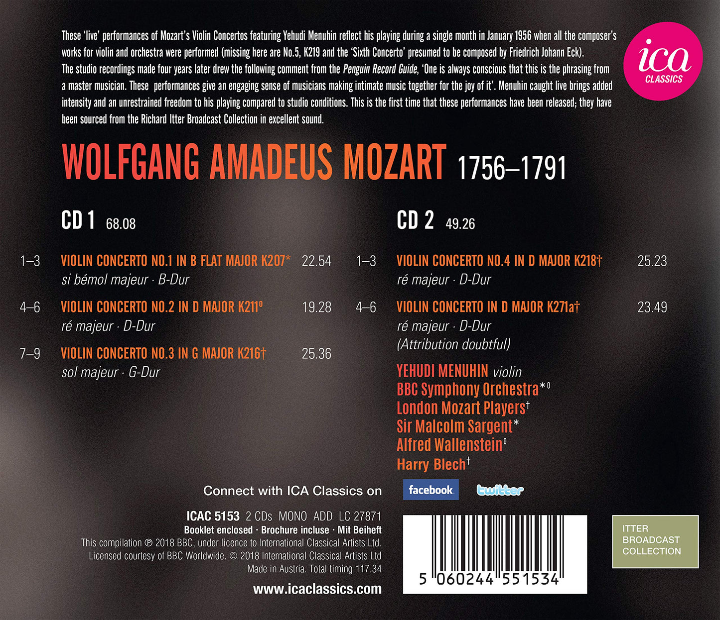 Mozart: Violin Concertos (Live)