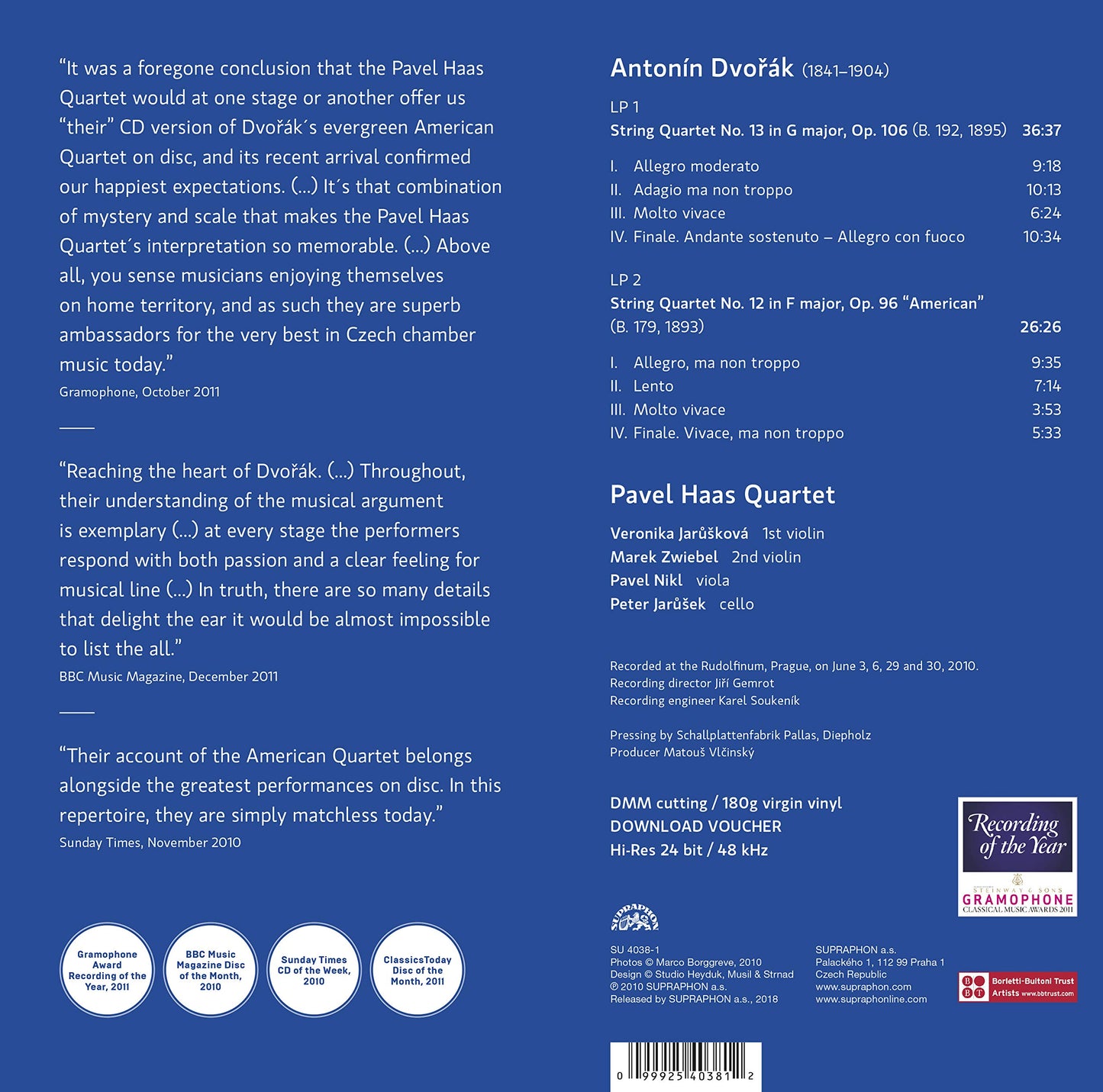 Dvoøák: String Quartets in G Major, Op. 106 and in F Major,