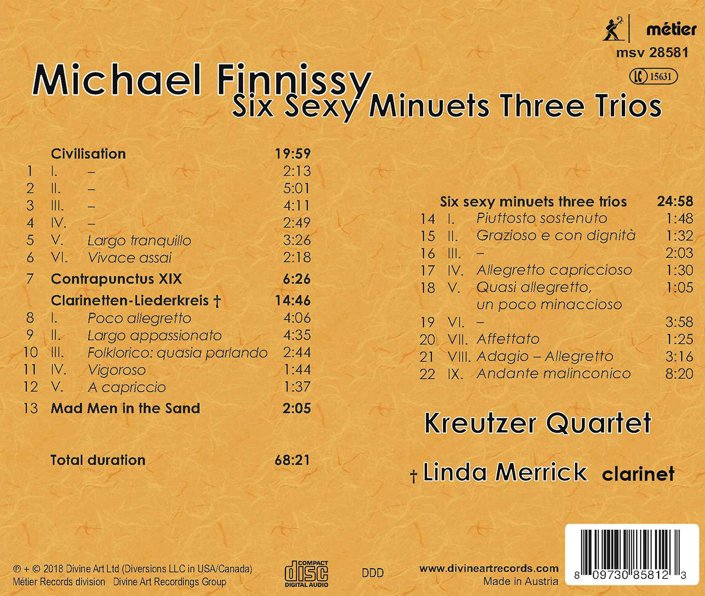 Michael Finnissy: Six Sexy Minuets Three Trios and Other Wor