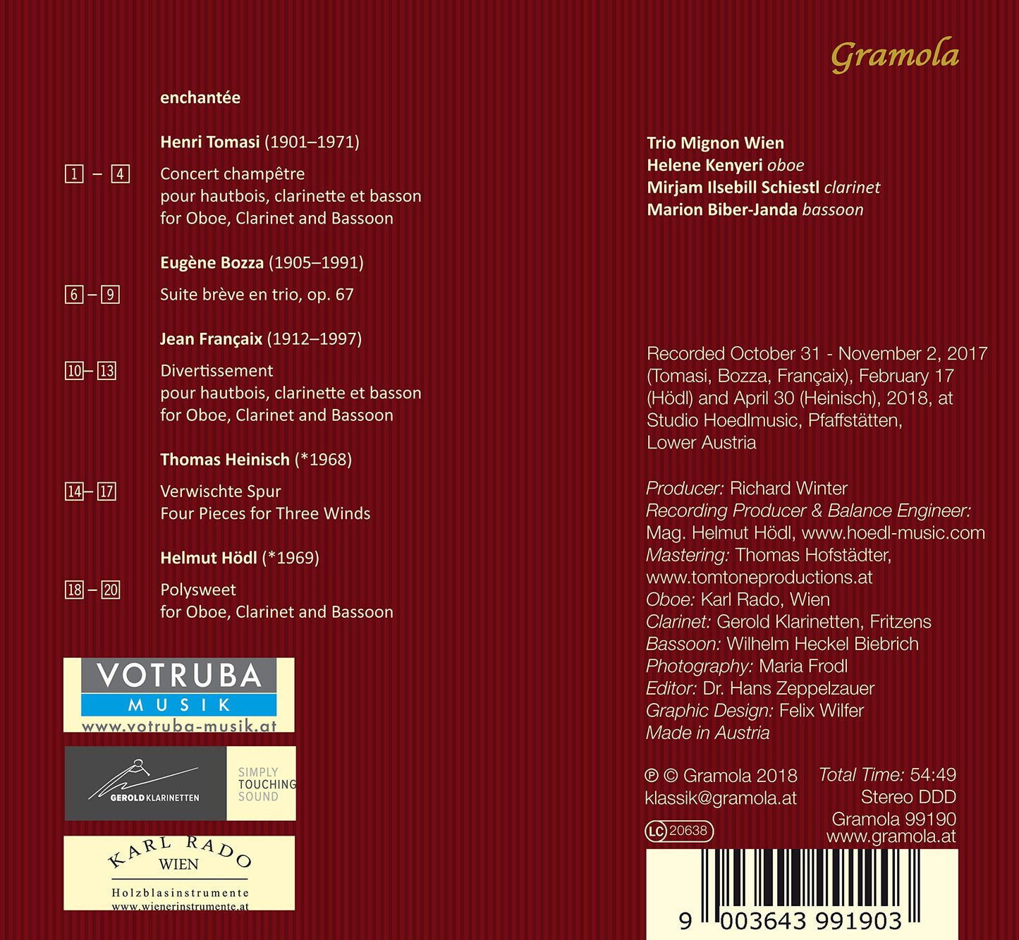 Tomasi, Françaix, Heinisch & Hödl: Wind Trios