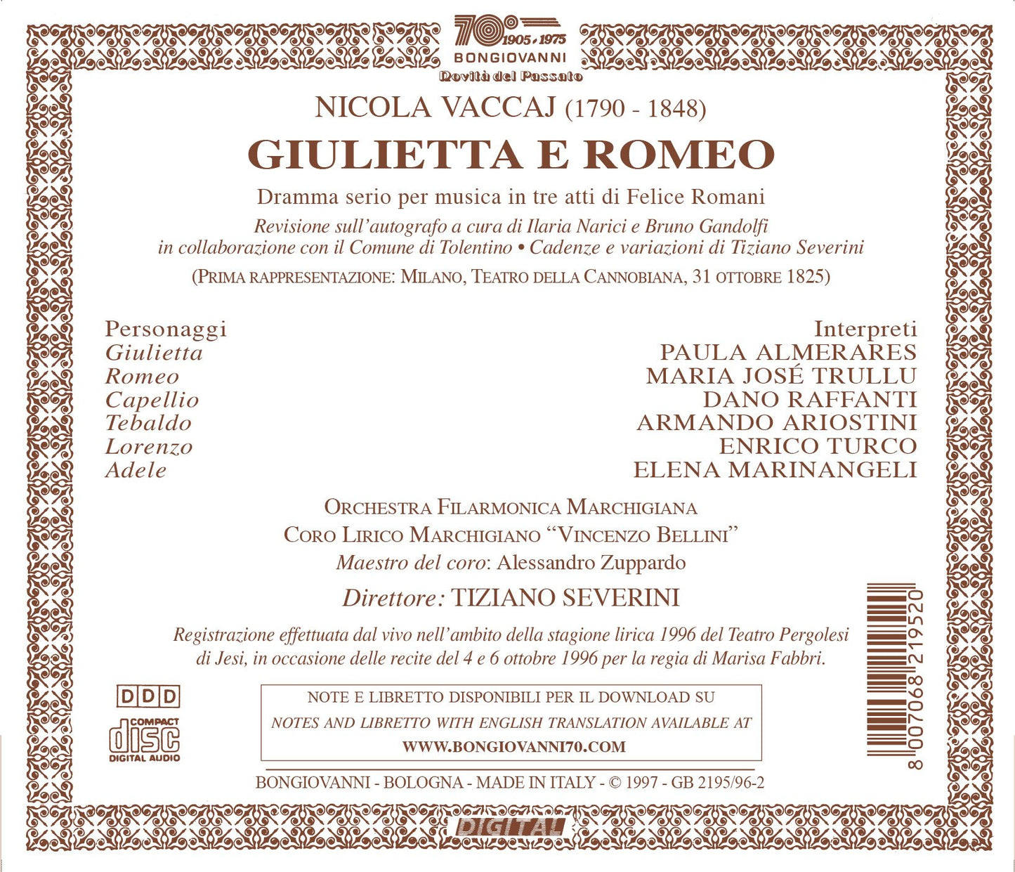 Vaccai: Giulietta e Romeo (Live)