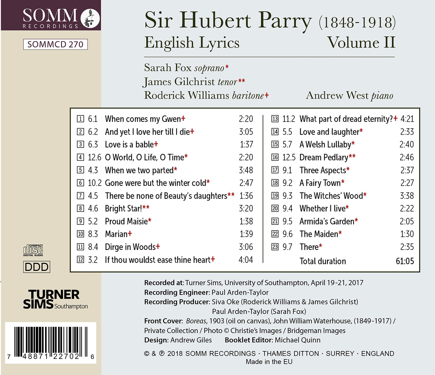 Parry: 12 Sets of English Lyrics, Vol. 2