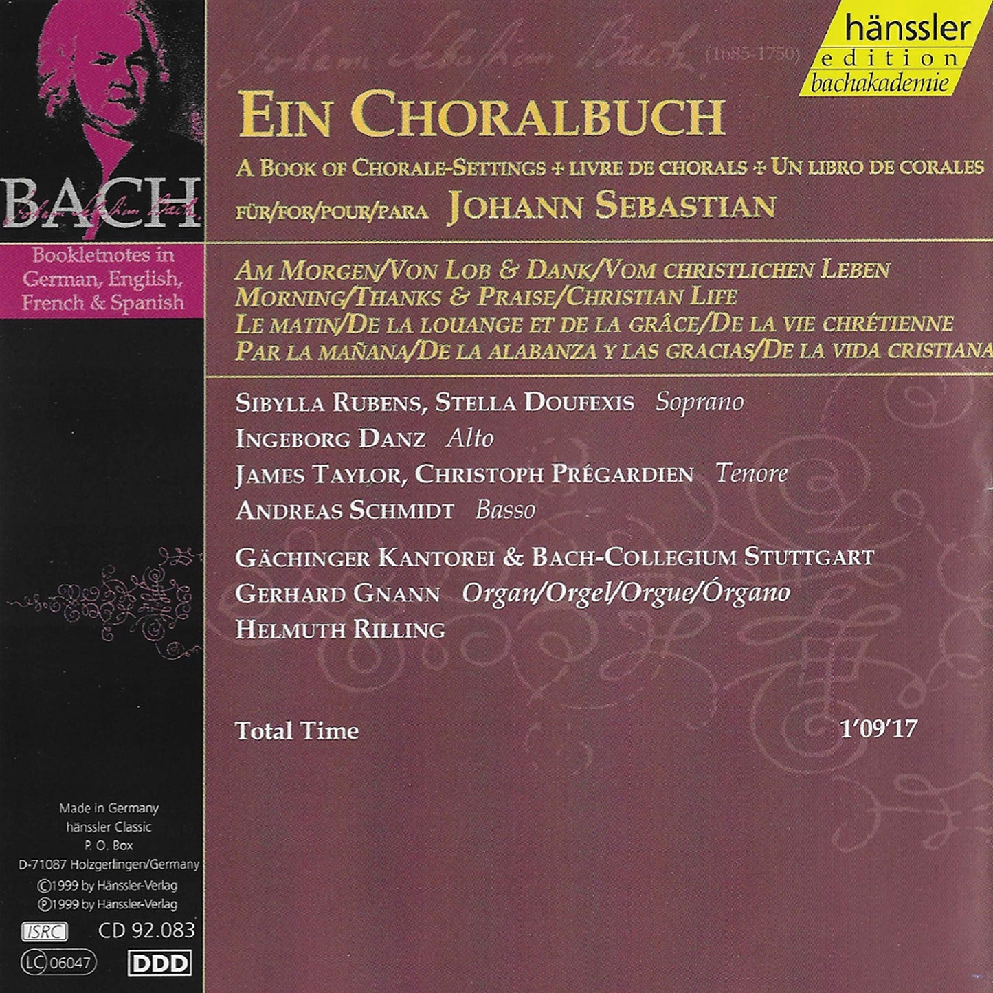 J.S. Bach: A Book of Chorale-Settings – Morning, Thanks and