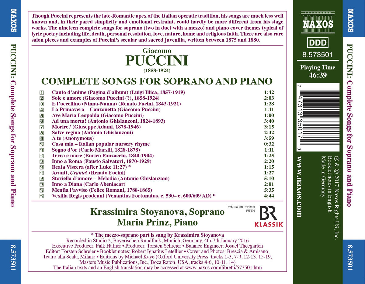 Puccini: Complete Songs for Soprano & Piano