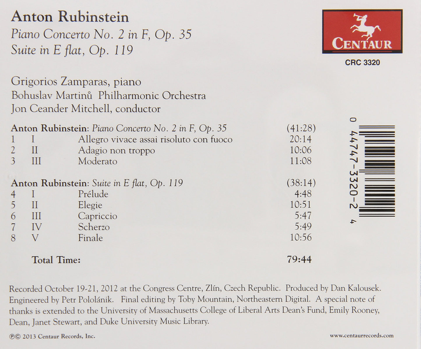 Rubinstein: Piano Concerto No. 2 & Suite, Op. 119
