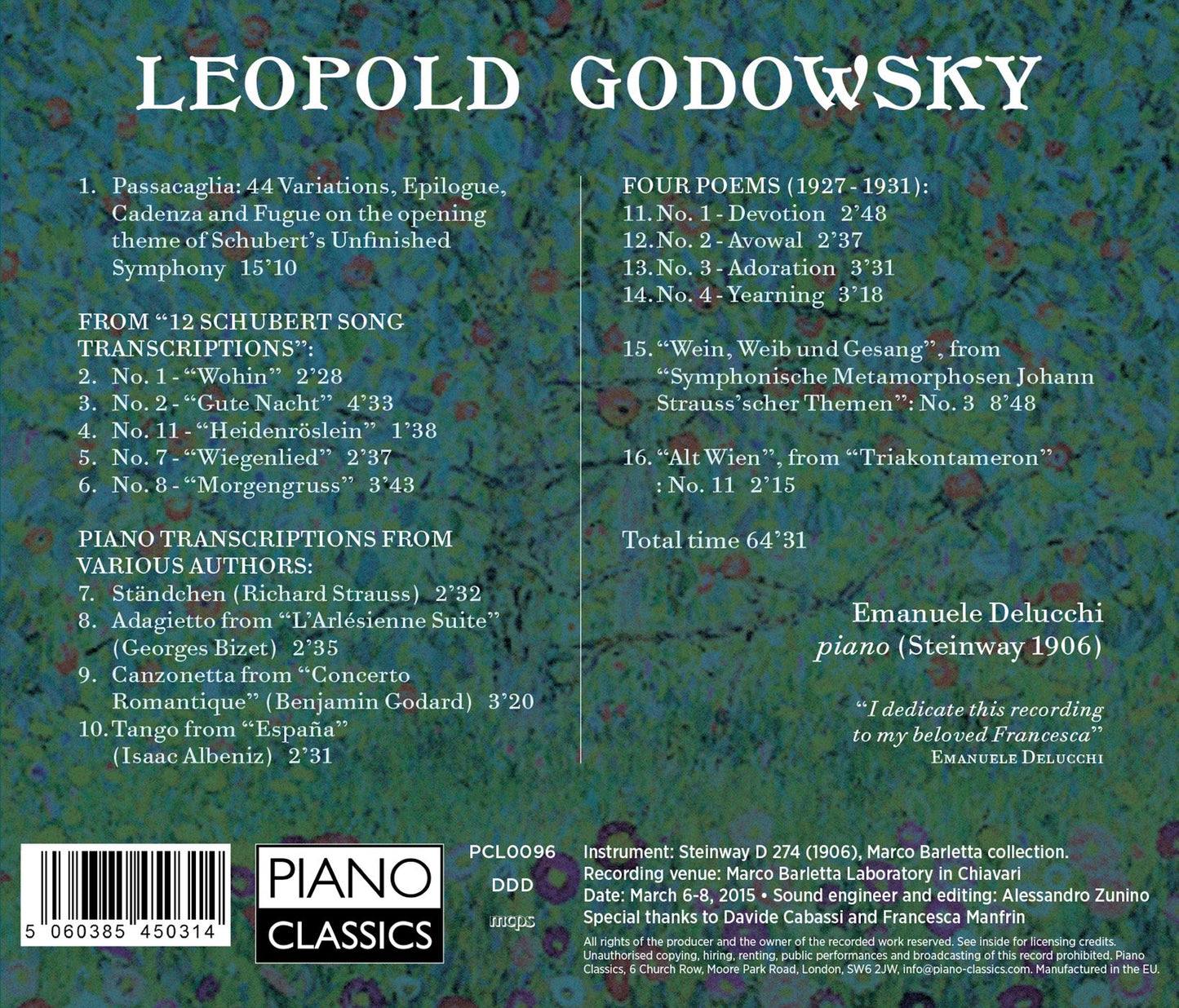 Godowsky: Passacaglia, 4 Poems & Transcriptions