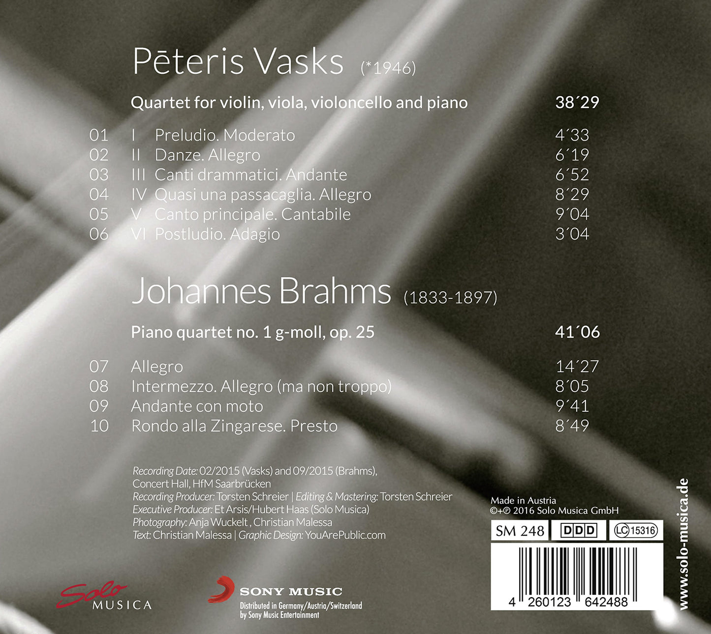 Brahms & Vasks: Piano Quartets