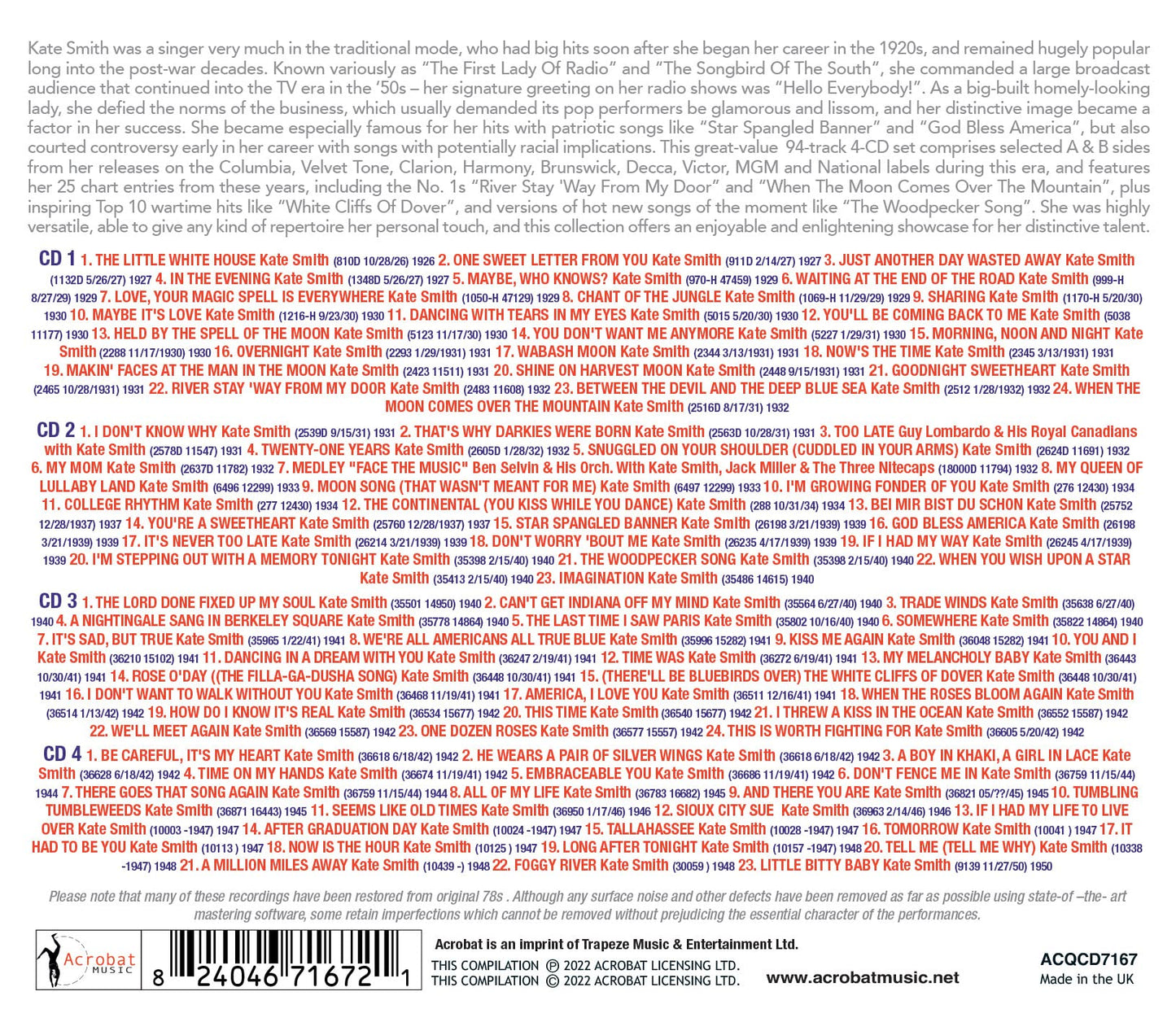 Hello Everybody! The Kate Smith Collection 1926-1950 [4 CDs]