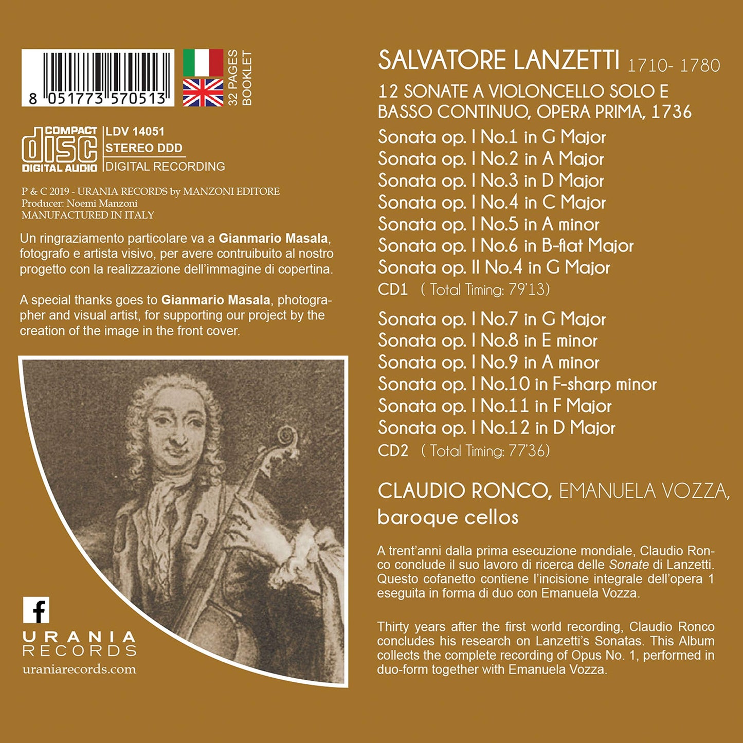 Lanzetti: 12 Cello Sonatas, Op. 1