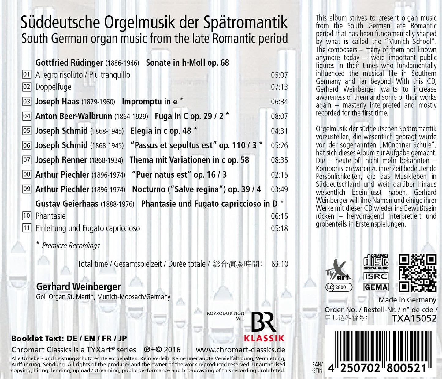 South German Organ Music from the Late Romantic Period