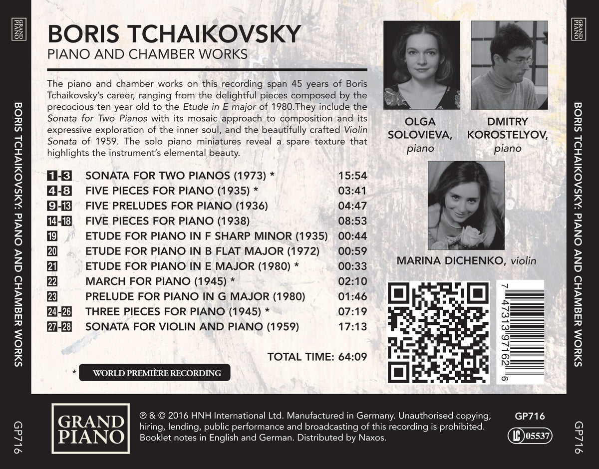 B. Tchaikovsky: Piano & Chamber Works