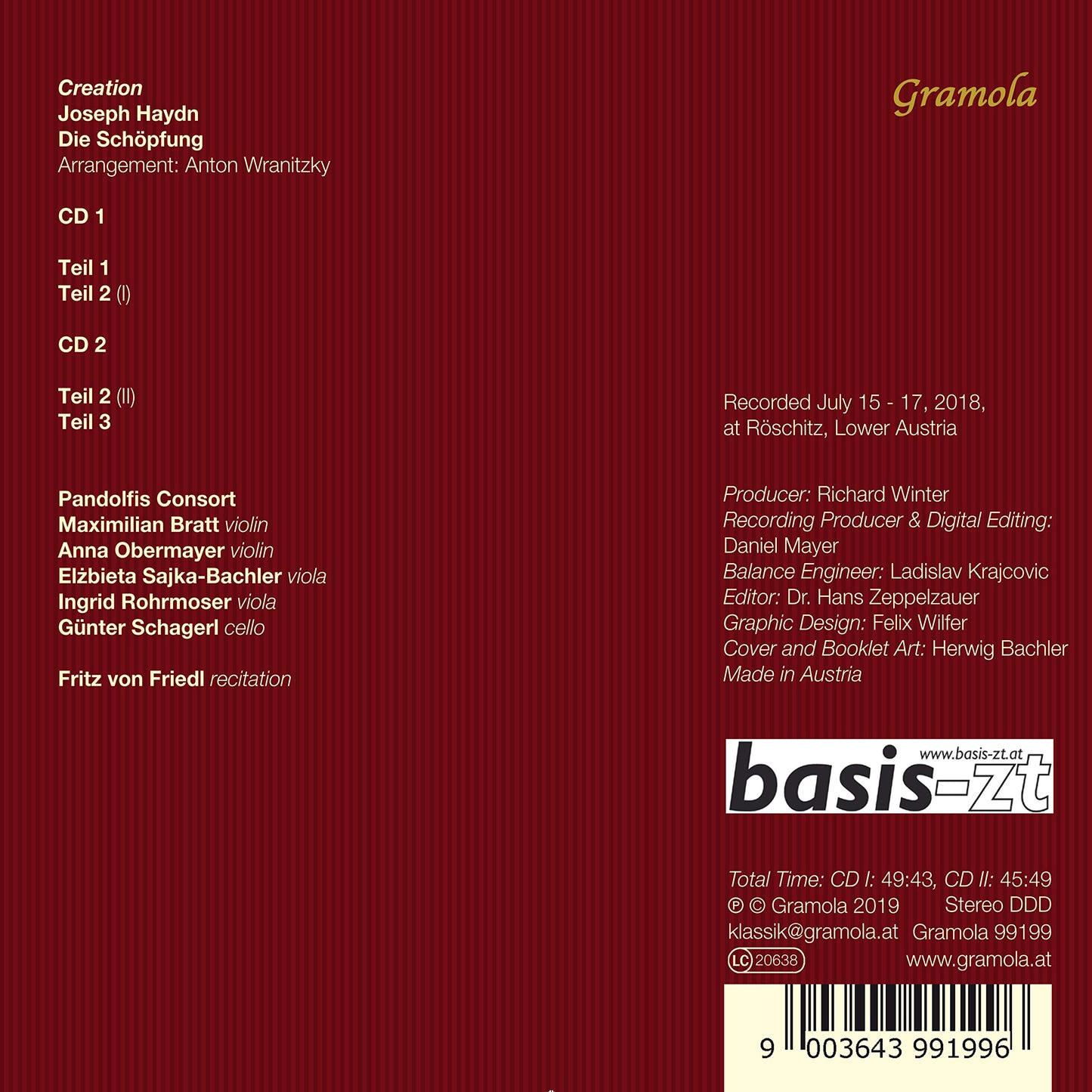 Haydn: Creation (arr. A. Wranitzky for string quintet)