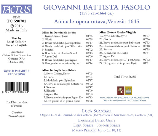 Fasolo: Annuale opera ottava, Venezia 1645