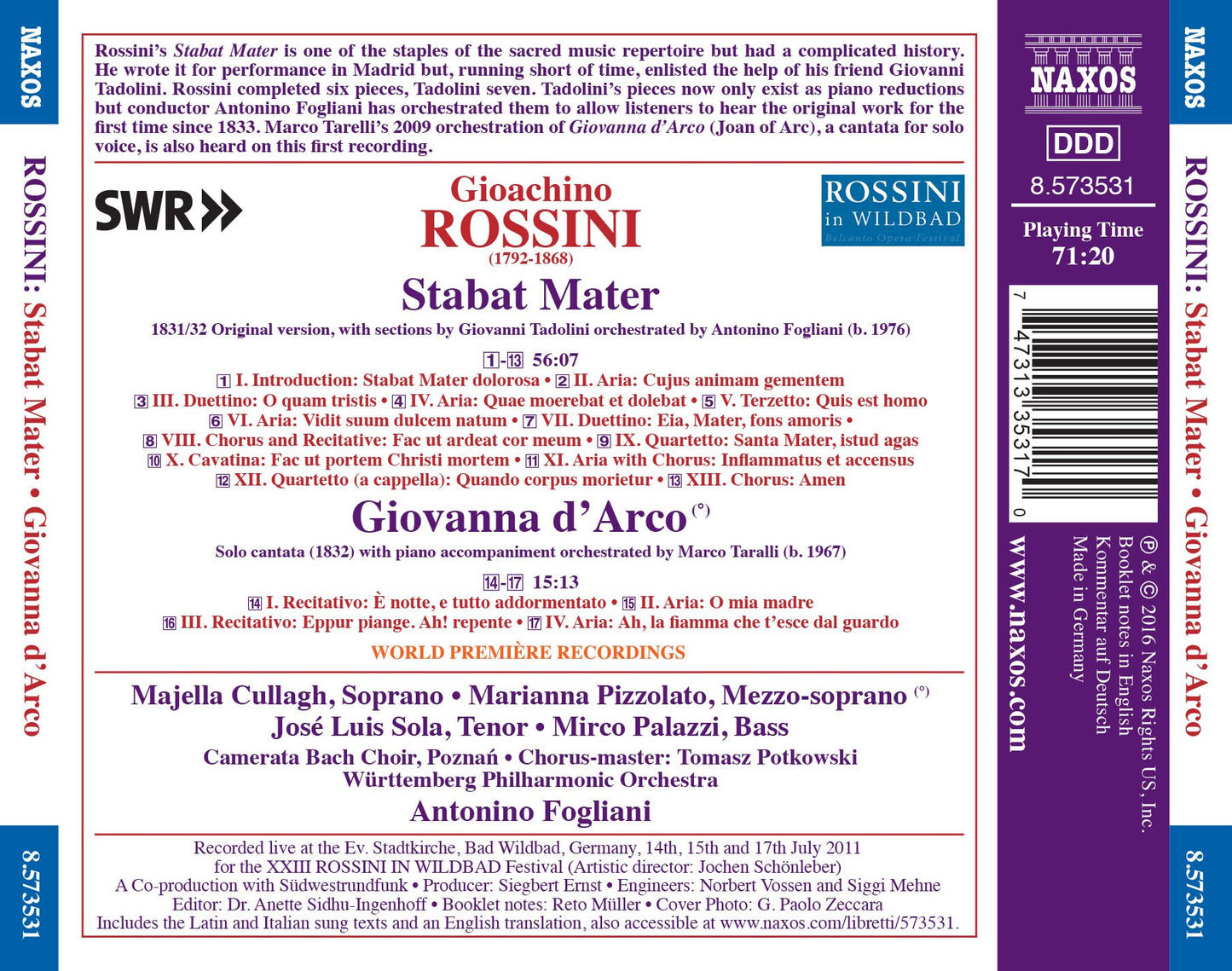 Rossini: Stabat Mater (1832 Version) & Giovanna d'Arco