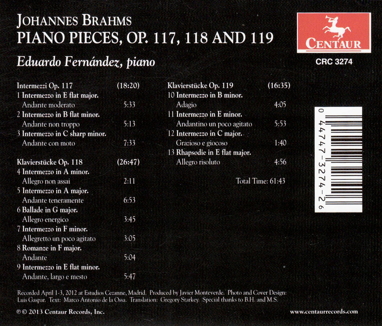 Brahms: Piano Pieces, Opp. 117, 118, 119