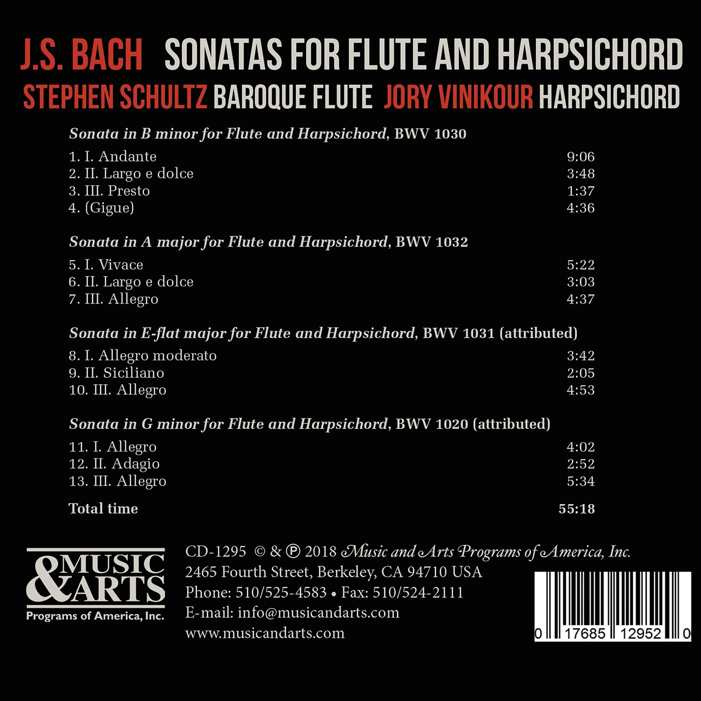 J.S. Bach: Sonatas for Flute & Harpsichord