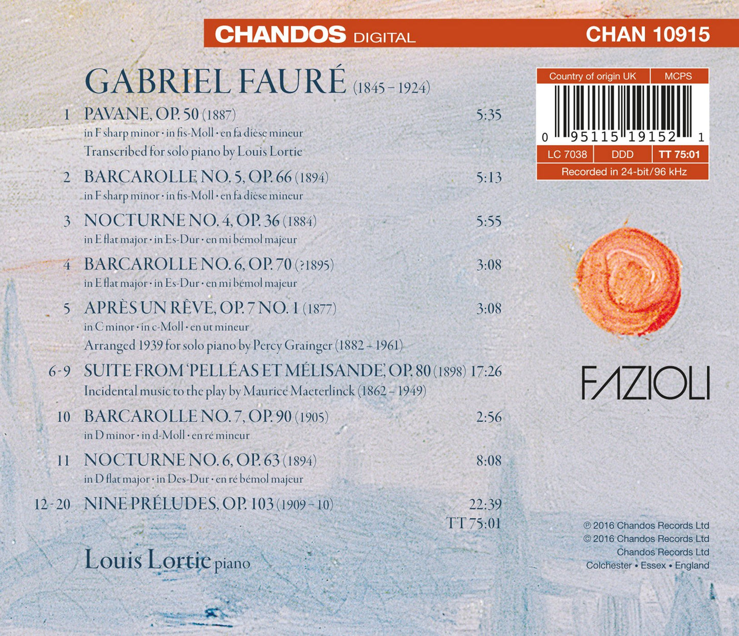 A Fauré Recital, Vol. 1: Après un rêve