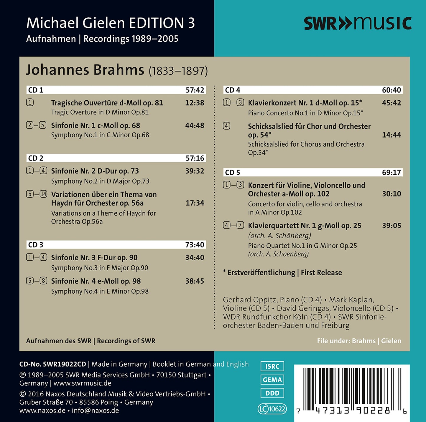 Michael Gielen Edition, Vol. 3: Brahms