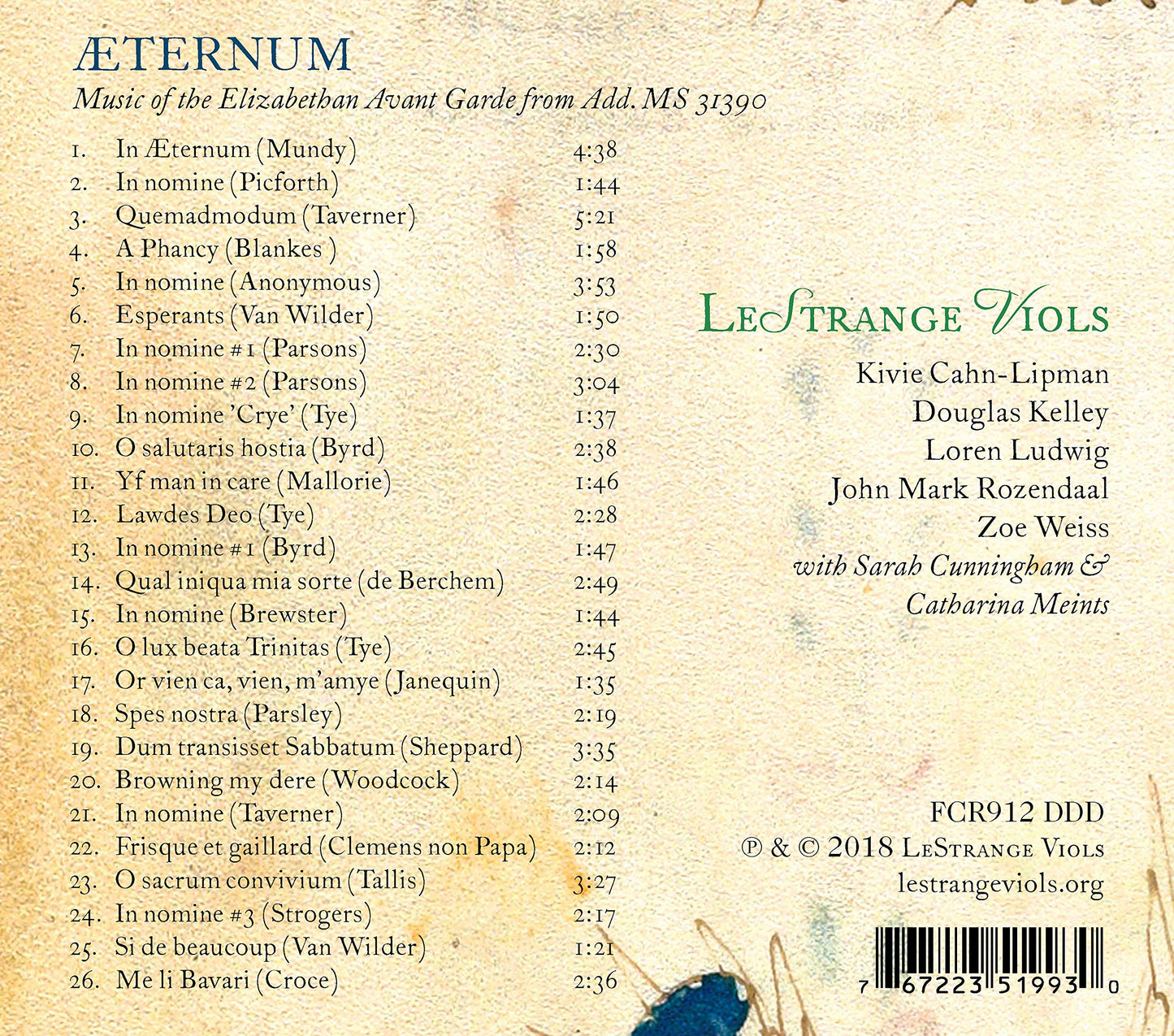 ÆTERNUM: Music of the Elizabethan Avant Garde from Add. MS 3