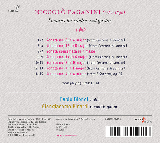 Paganini: Sonatas for Violin & Guitar