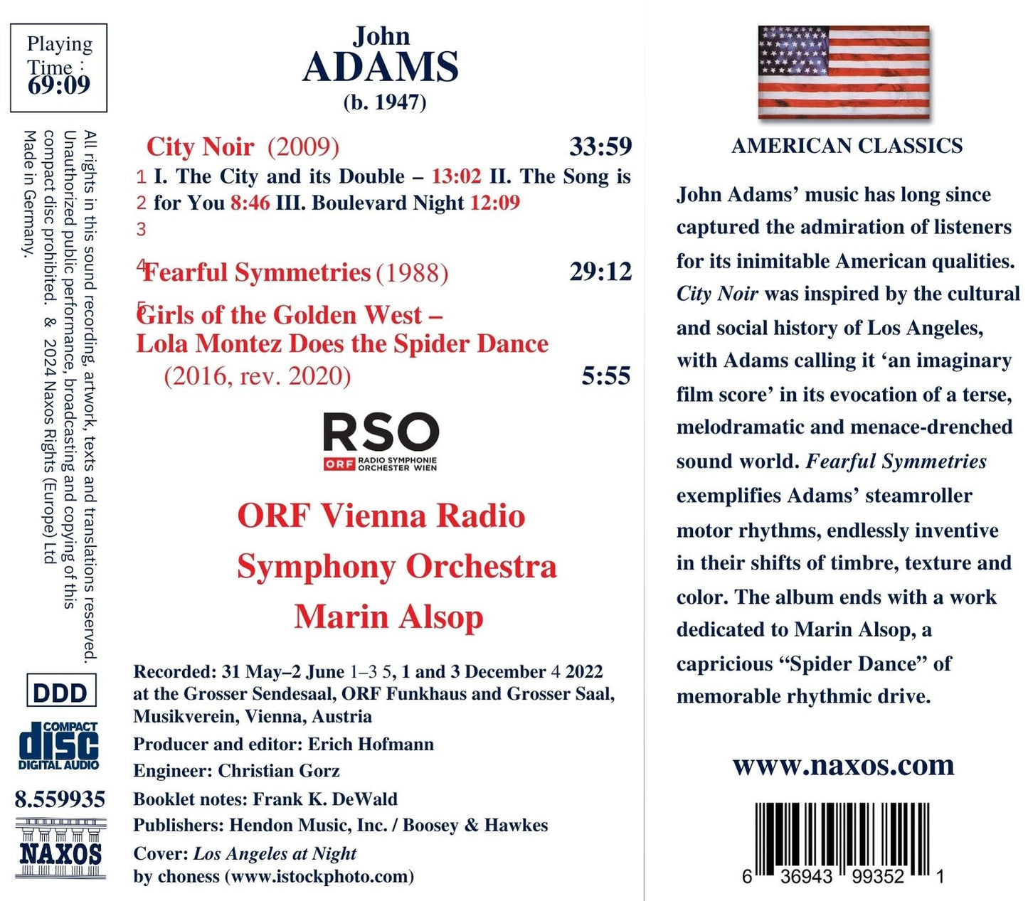 John Adams: City Noir, Fearful Symmetries / Marin Alsop; Radio-Symphonieorchester Wien