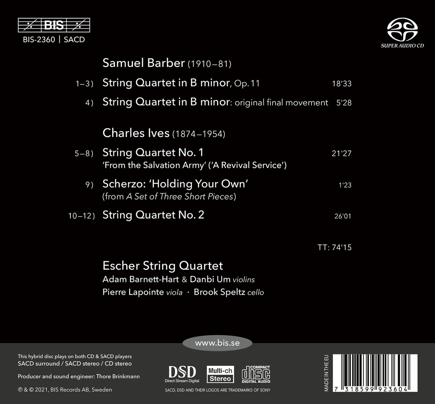 Barber: String Quartet - Ives: String Quartets Nos. 1 And 2