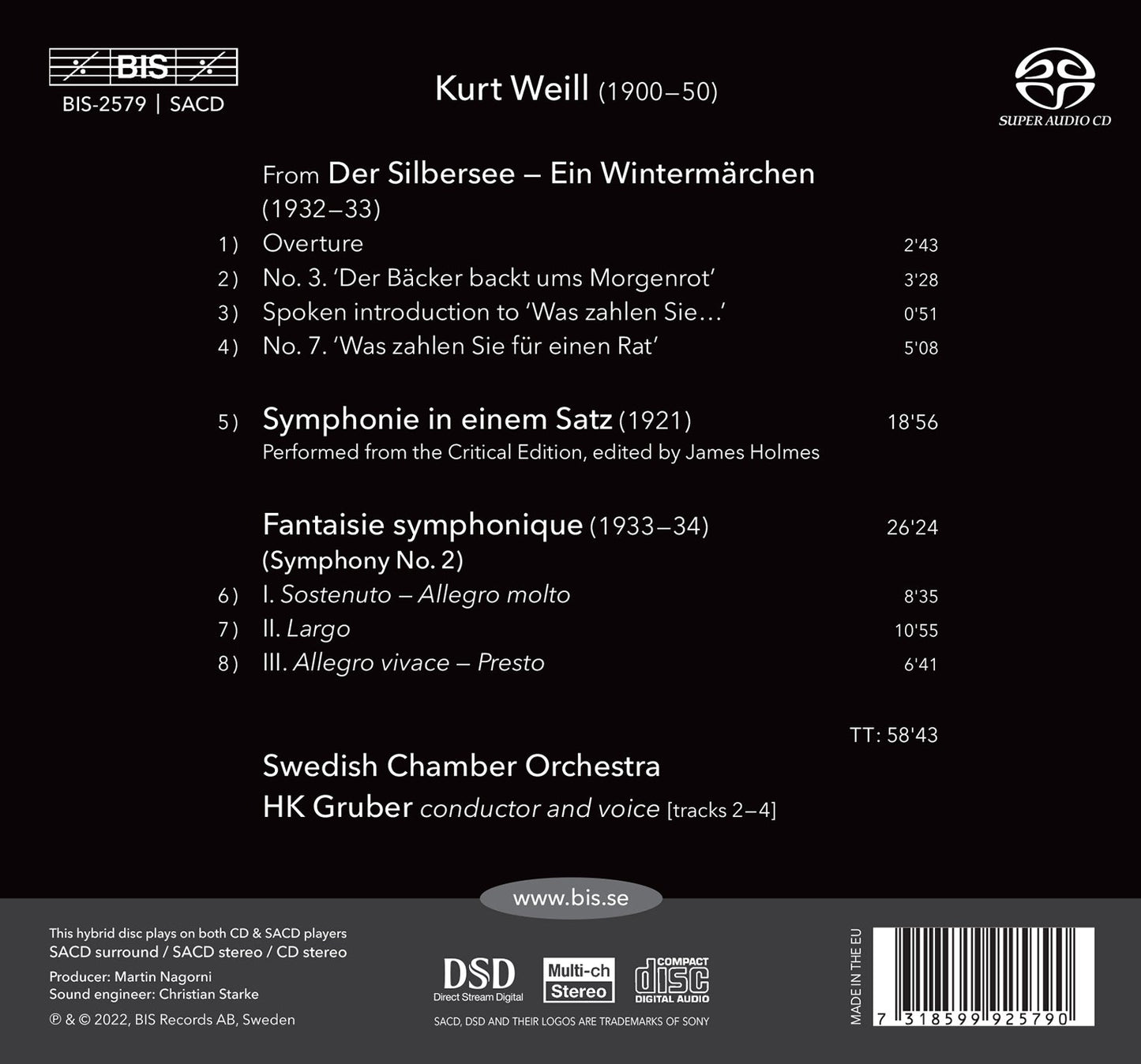 Weill: Symphonies Nos. 1 & 2; Der Silbersee Excerpts