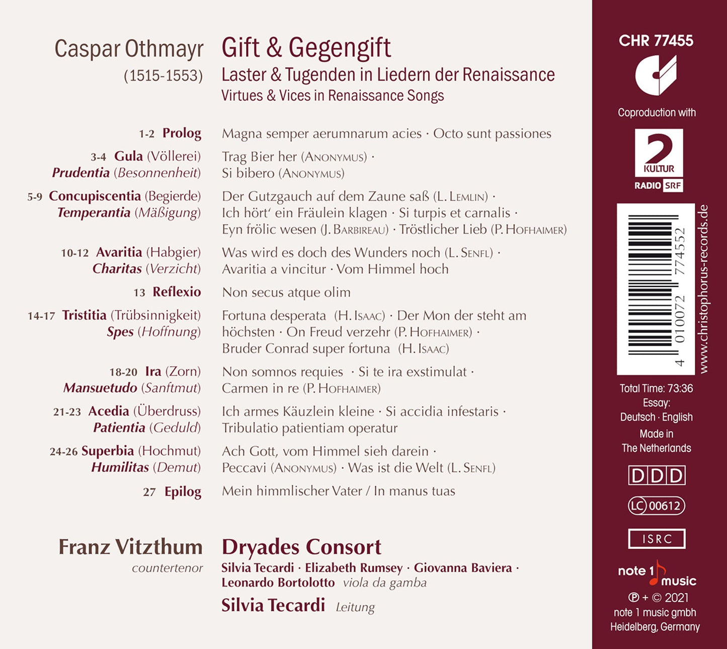 Gift & Gegengift - Vices And Virtues In Renaissance Songs