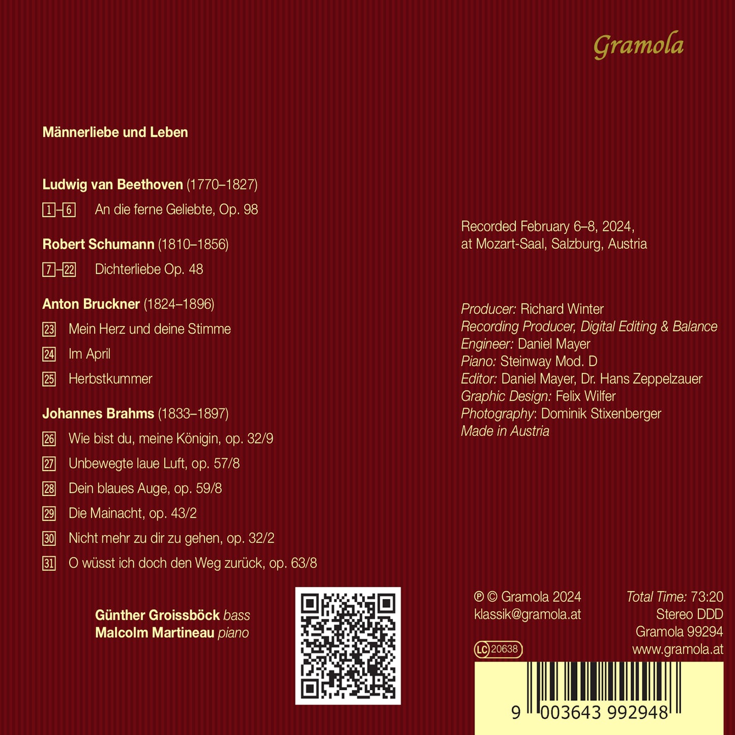 Beethoven, Brahms, Bruckner & Schumann: Mannerliebe und Lebe