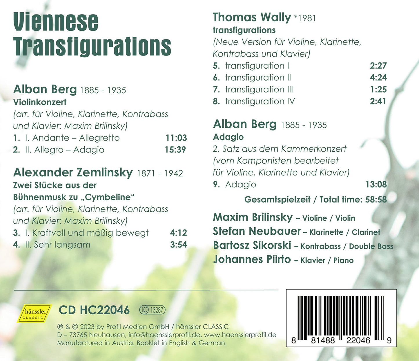 Berg, Wally & Zemlinsky: Viennese Transfigurations