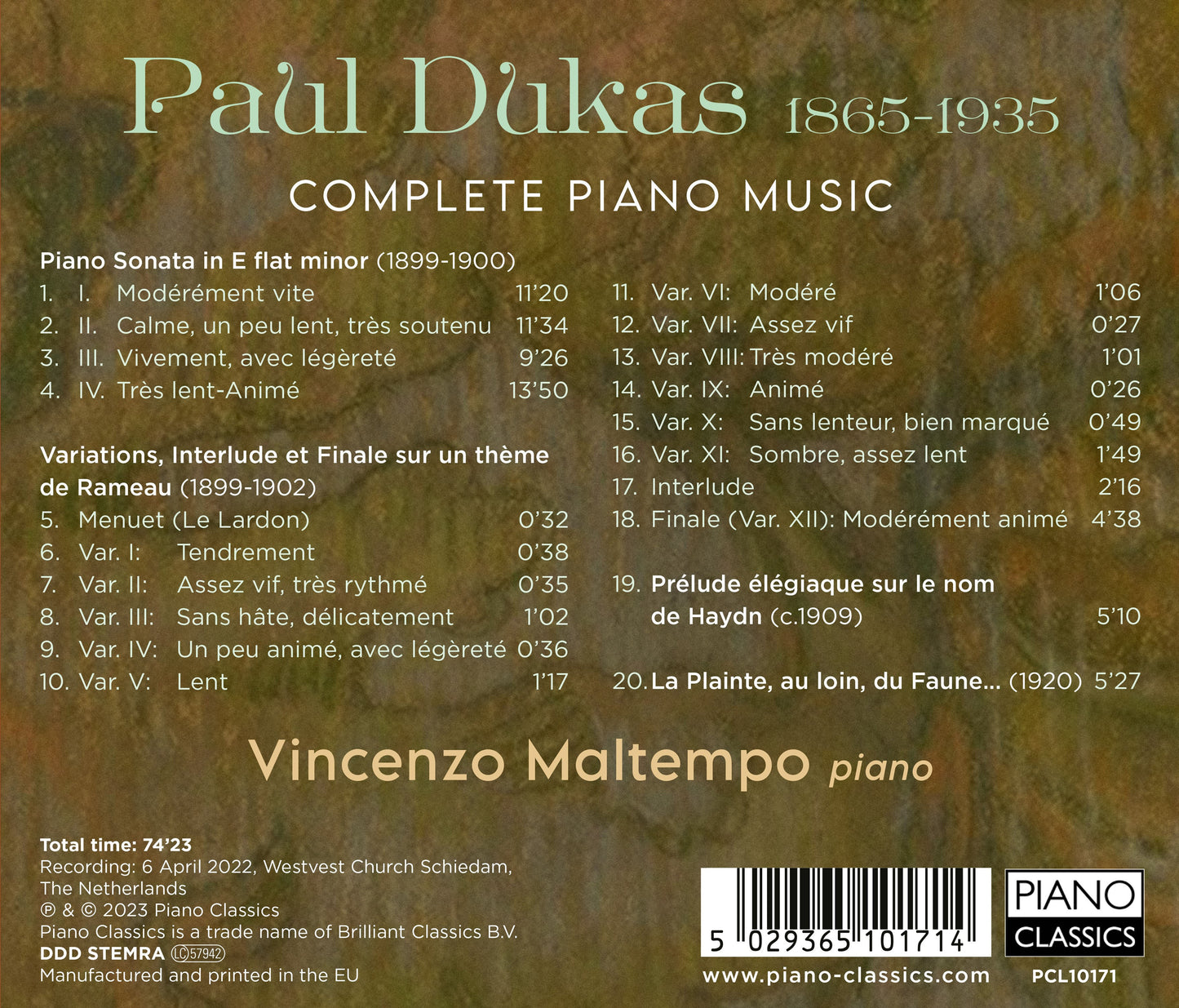 Dukas: Complete Piano Music