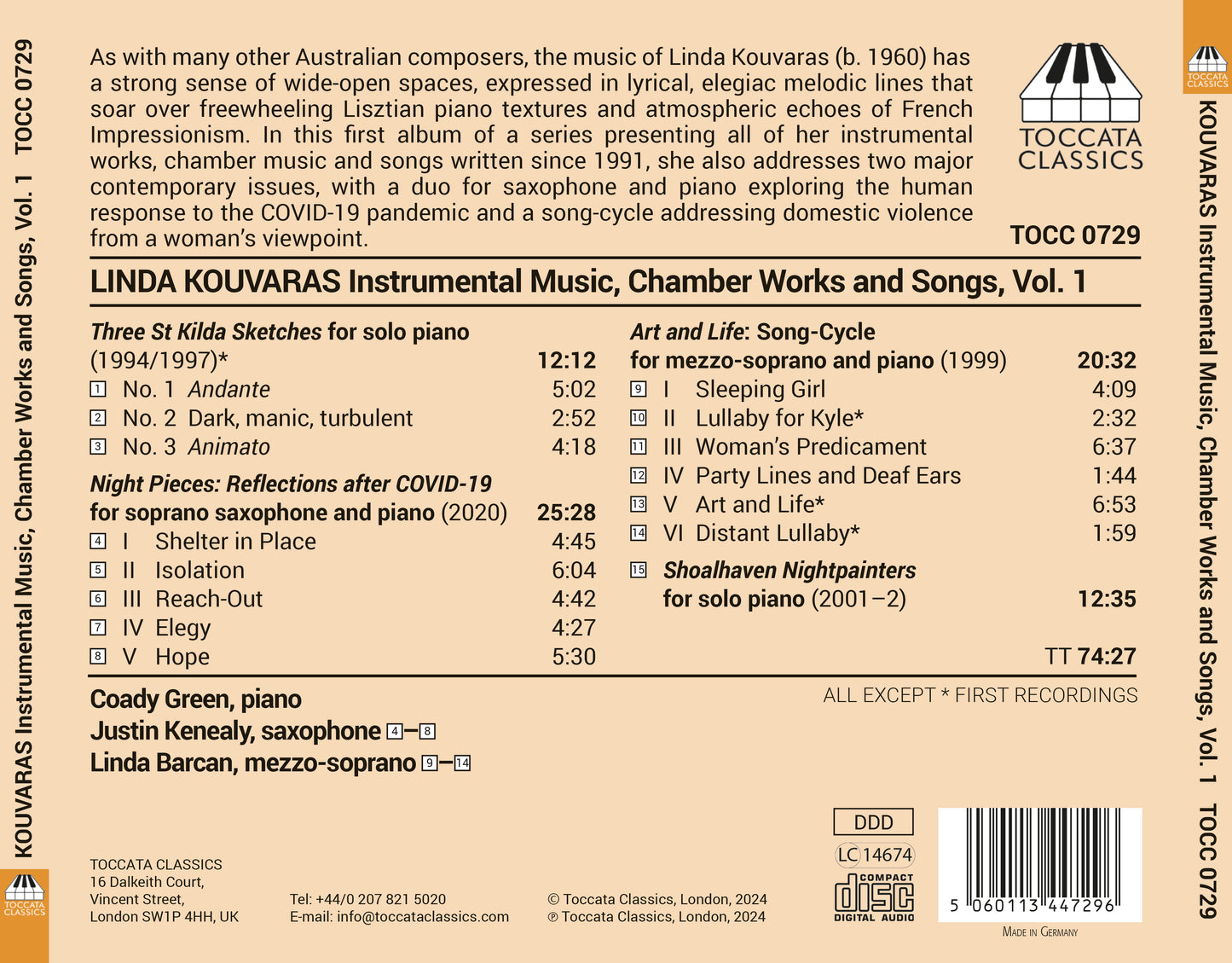 Kouvaras: Complete Solo Piano Music & Chamber Music, Vol. 1