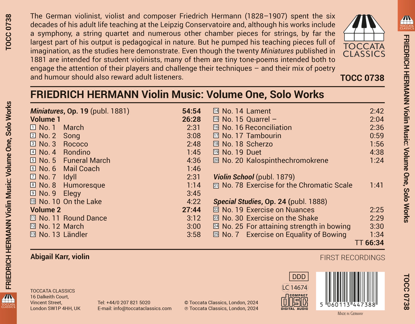 Hermann: Violin Music, Vol. 1 - Solo Works